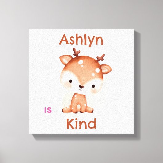 Gepersonaliseerde Brown Deer Kinder Affirmatie Kwe Canvas Afdruk (Voorkant)