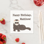 Gepersonaliseerde Brown Ferret verjaardagsfeestje Servet (Insitu)