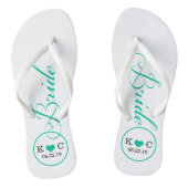 Gepersonaliseerde bruid (aqua) teenslippers (Voetbed)