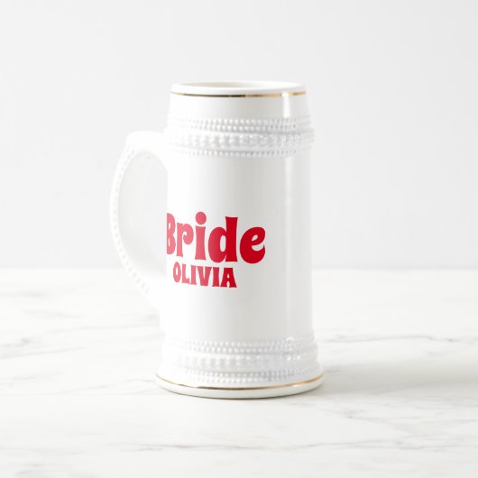 Gepersonaliseerde bruid Bachelorette Bierpul (Voorkant links)