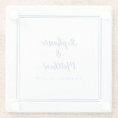 Gepersonaliseerde Bruid & Bruidegom Blauw Wit Glazen Onderzetter (Achterkant)