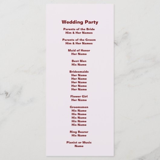 Gepersonaliseerde bruid bruidegom bruiloft program programmakaart (Achterkant)