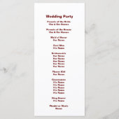 Gepersonaliseerde bruid bruidegom bruiloft program programmakaart (Achterkant)