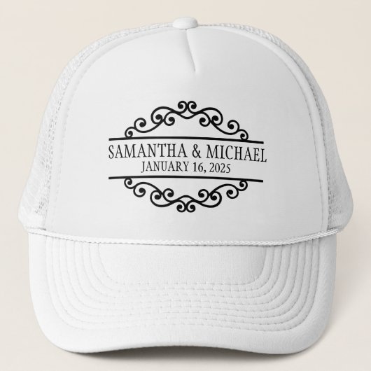 Gepersonaliseerde bruid bruidegom bruiloft trucker pet (Voorkant)