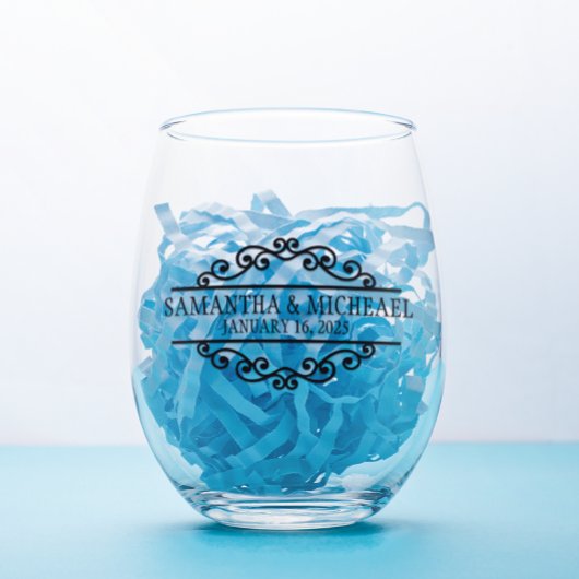 Gepersonaliseerde bruid bruidegom bruiloft wijnglas zonder voet