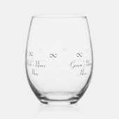 Gepersonaliseerde Bruid & Bruidegom Namen Infinity Wijnglas Zonder Voet (Achterkant)