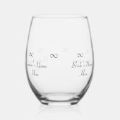 Gepersonaliseerde Bruid & Bruidegom Namen Infinity Wijnglas Zonder Voet (Links)