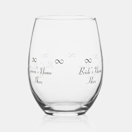 Gepersonaliseerde Bruid & Bruidegom Namen Infinity Wijnglas Zonder Voet