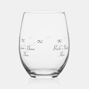 Gepersonaliseerde Bruid & Bruidegom Namen Infinity Wijnglas Zonder Voet