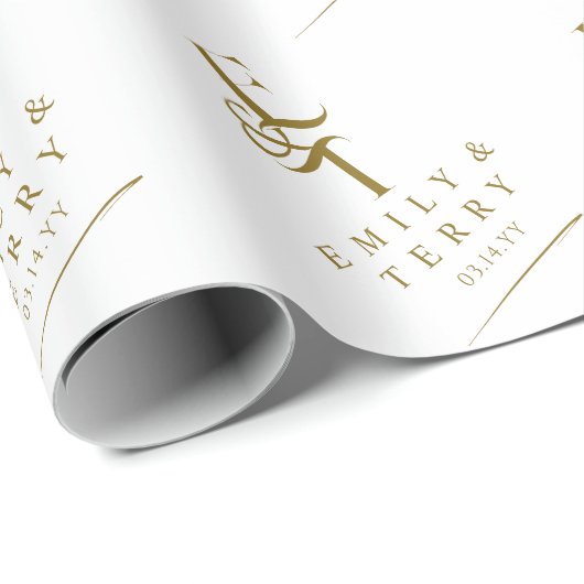 Gepersonaliseerde Bruid Bruidegom Namen & Monogram Cadeaupapier (Rol Hoek)