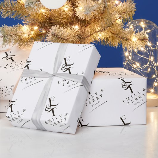 Gepersonaliseerde Bruid Bruidegom Namen & Monogram Cadeaupapier (Feestdagen)