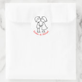 Gepersonaliseerde bruid en bruidegom Cartoon bruil Ronde Sticker (Tas)