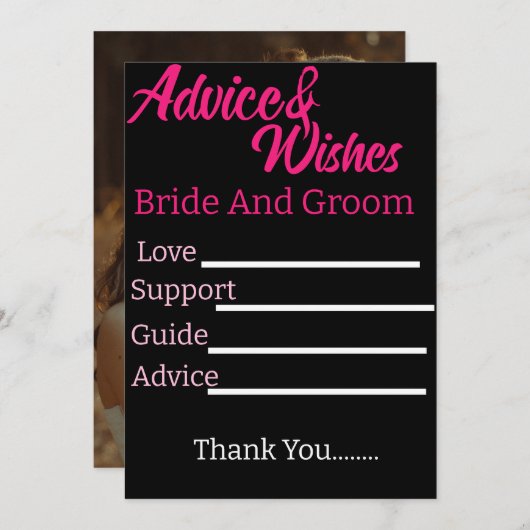 Gepersonaliseerde bruid en bruidegom huwelijksadvi advieskaart (Voorkant / Achterkant)