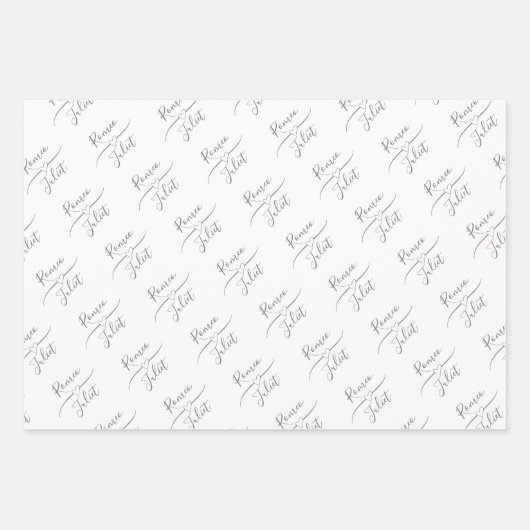 Gepersonaliseerde bruid en bruidegom wit inpakpapier vel (Voorkant 3)
