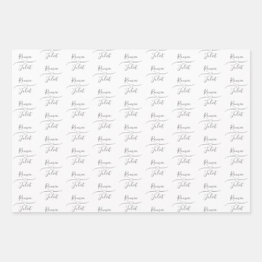 Gepersonaliseerde bruid en bruidegom wit inpakpapier vel (Voorkant 2)