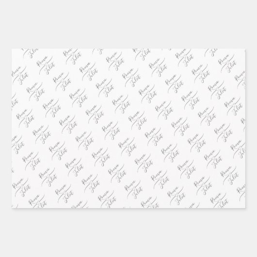 Gepersonaliseerde bruid en bruidegom wit inpakpapier vel (Voorkant)