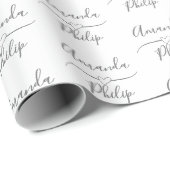 Gepersonaliseerde bruid en bruidegom witte bruilof cadeaupapier (Rol Hoek)