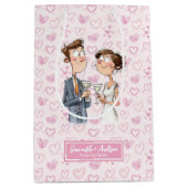 Gepersonaliseerde Bruid Groom Gift Bag Funny Carto Medium Cadeauzakje (Voorkant)