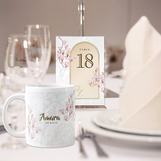 Gepersonaliseerde bruid Mok – Magnolia Bloemen bru