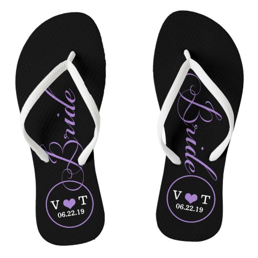 Gepersonaliseerde bruid (paarse) teenslippers (Voetbed)