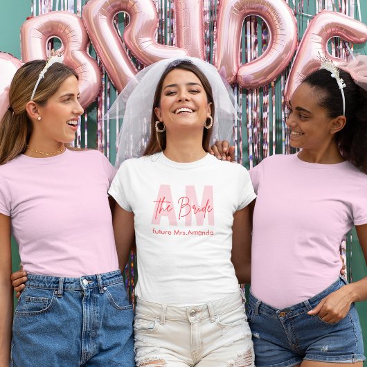 Gepersonaliseerde bruid| Roze Monogram Toekomstige T-shirt
