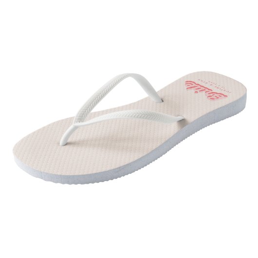 Gepersonaliseerde bruid Roze Retro Beach Teenslippers (Schuin)