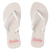 Gepersonaliseerde bruid Roze Retro Beach Teenslippers (Voetbed)