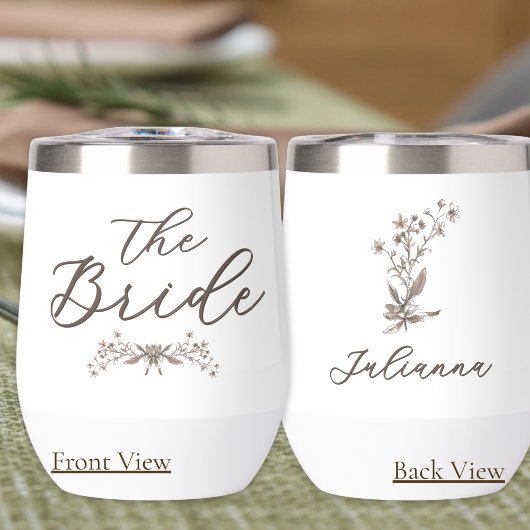 Gepersonaliseerde bruid rustieke wilde bloemen