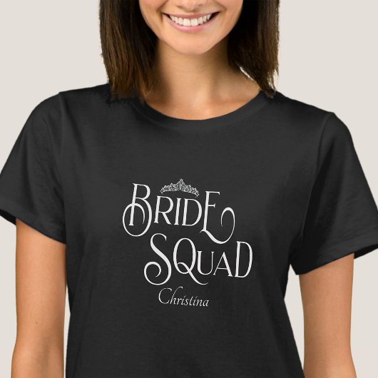 Gepersonaliseerde bruid Squad Bachelorette Hen Par T-shirt