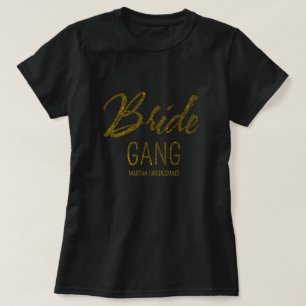 Gepersonaliseerde bruid squad faux gouden bachello t-shirt