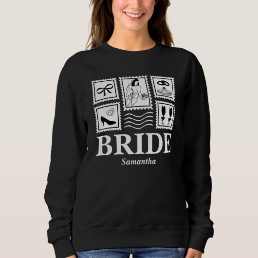 Gepersonaliseerde bruid stempel collage trui (Voorkant)