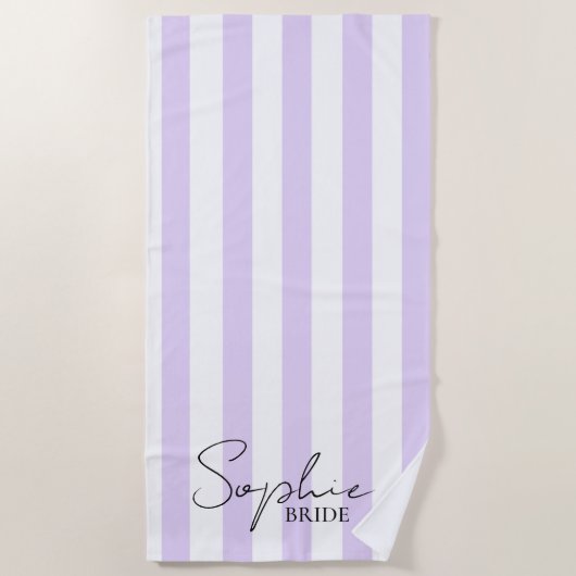 Gepersonaliseerde bruid strand handdoek | Lavendel (Voorkant)
