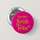Gepersonaliseerde bruid Tribe Gold Heart Ronde Button 5,7 Cm (Voorkant /achterkant)
