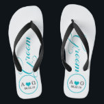 Gepersonaliseerde bruidegom (blauw) teenslippers<br><div class="desc">Fun,  teenslippers voor aangepaste bruiloft</div>