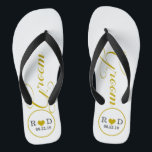 Gepersonaliseerde bruidegom (goud) teenslippers<br><div class="desc">Fun,  teenslippers voor aangepaste bruiloft</div>