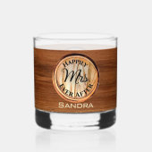 Gepersonaliseerde bruiden MRS Wood Tone Whisky Glas (Voorkant)