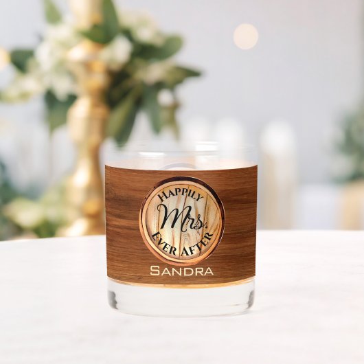 Gepersonaliseerde bruiden MRS Wood Tone Whisky Glas (Insitu (Huwelijk))