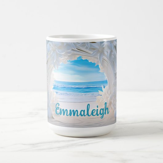 Gepersonaliseerde Bruids Bliss 3D look Strand Koffiemok (Center)