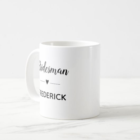 Gepersonaliseerde Bruidsman Black Script Wedding Koffiemok (Voorkant links)