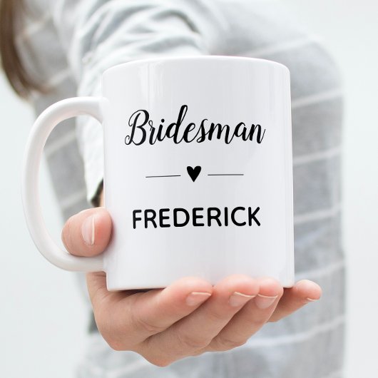 Gepersonaliseerde Bruidsman Black Script Wedding Koffiemok