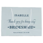 Gepersonaliseerde bruidsmeisje blauw dank u groot cadeauzakje (Achterkant)