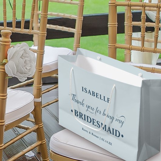 Gepersonaliseerde bruidsmeisje blauw dank u groot cadeauzakje