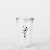 Gepersonaliseerde bruidsmeisje bloem met roze stri acryl drinkbeker (Voorkant)