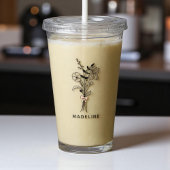 Gepersonaliseerde bruidsmeisje bloem met roze stri acryl drinkbeker