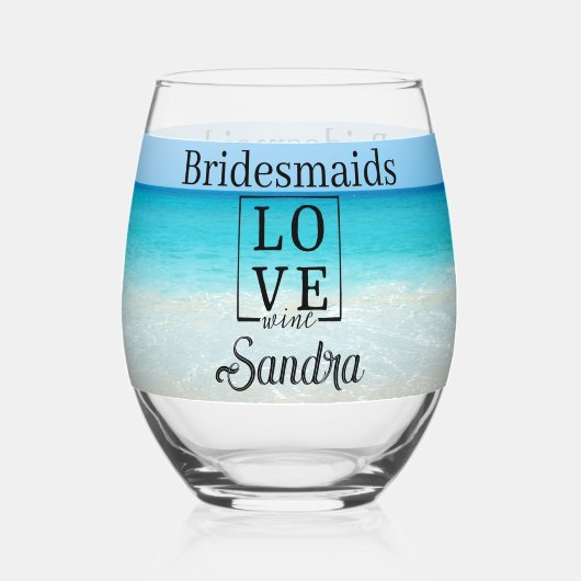 Gepersonaliseerde bruidsmeisje cadeau tropische st wijnglas zonder voet (Voorkant)
