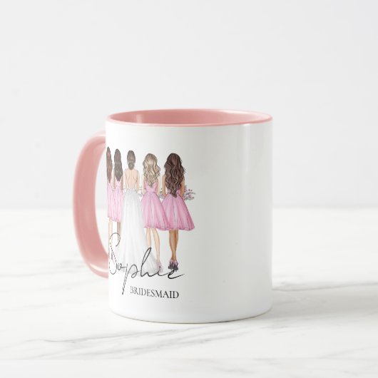 Gepersonaliseerde Bruidsmeisje Custom Name Gift Mok (Voorkant links)