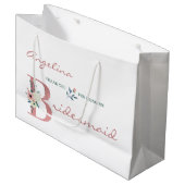 Gepersonaliseerde bruidsmeisje Elegant Floral Dank Groot Cadeauzakje (Voorkant Gekanteld)