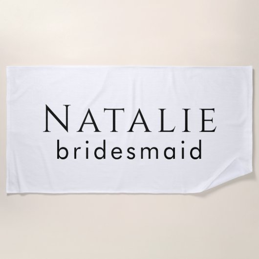 Gepersonaliseerde bruidsmeisje Gift Bruiloft Bruid Strandlaken (Voorkant)