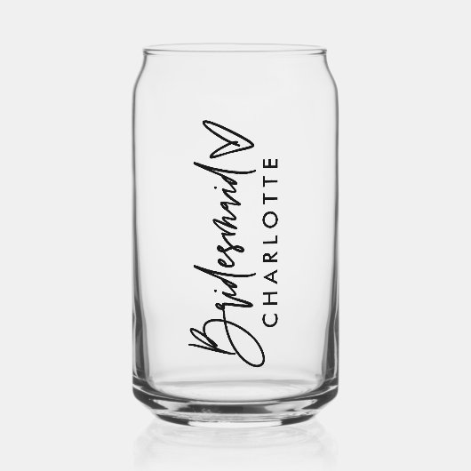 Gepersonaliseerde bruidsmeisje naam Gift Modern Sc Blikvorm Glas (Voorkant)