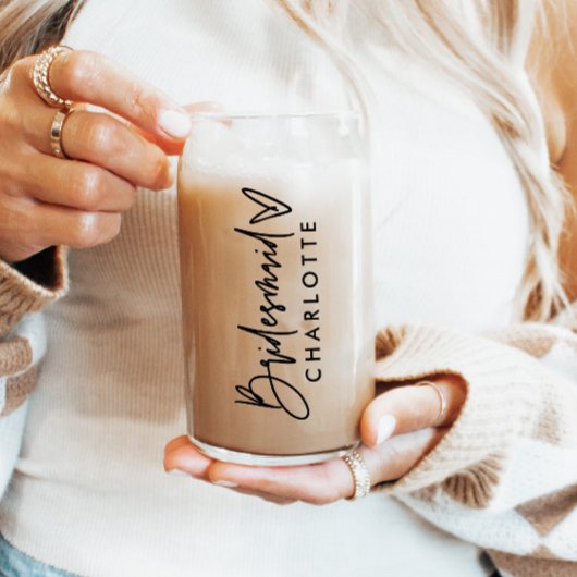 Gepersonaliseerde bruidsmeisje naam Gift Modern Sc Blikvorm Glas